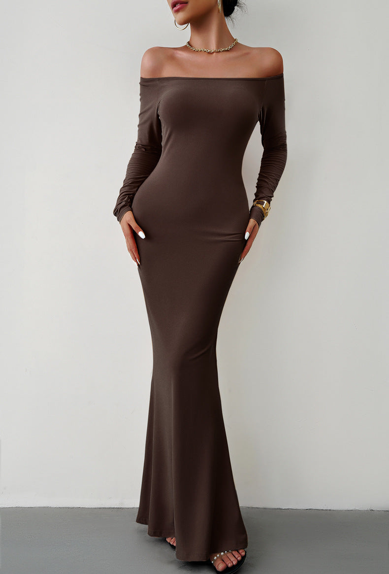 swvws Off-Shoulder Long Sleeve Maxi Dress