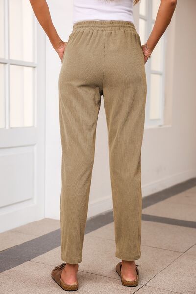 swvws Drawstring Straight Pants with Pockets