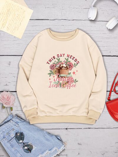 swvws Letter Graphic Round Neck Sweatshirt