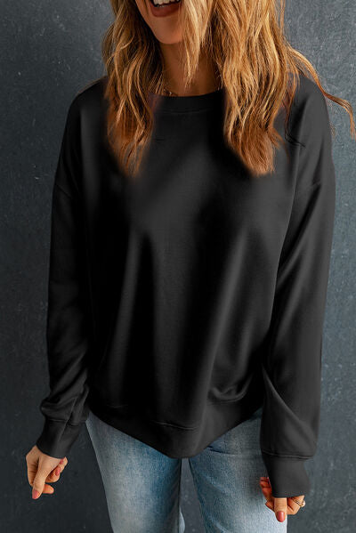 swvws Round Neck Dropped Shoulder Sweatshirt