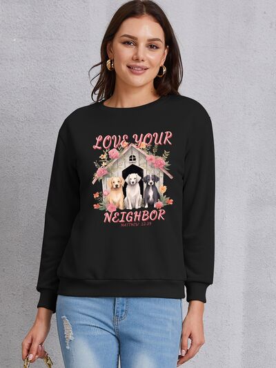 swvws LOVE YOUR NEIGHBOR Round Neck Sweatshirt