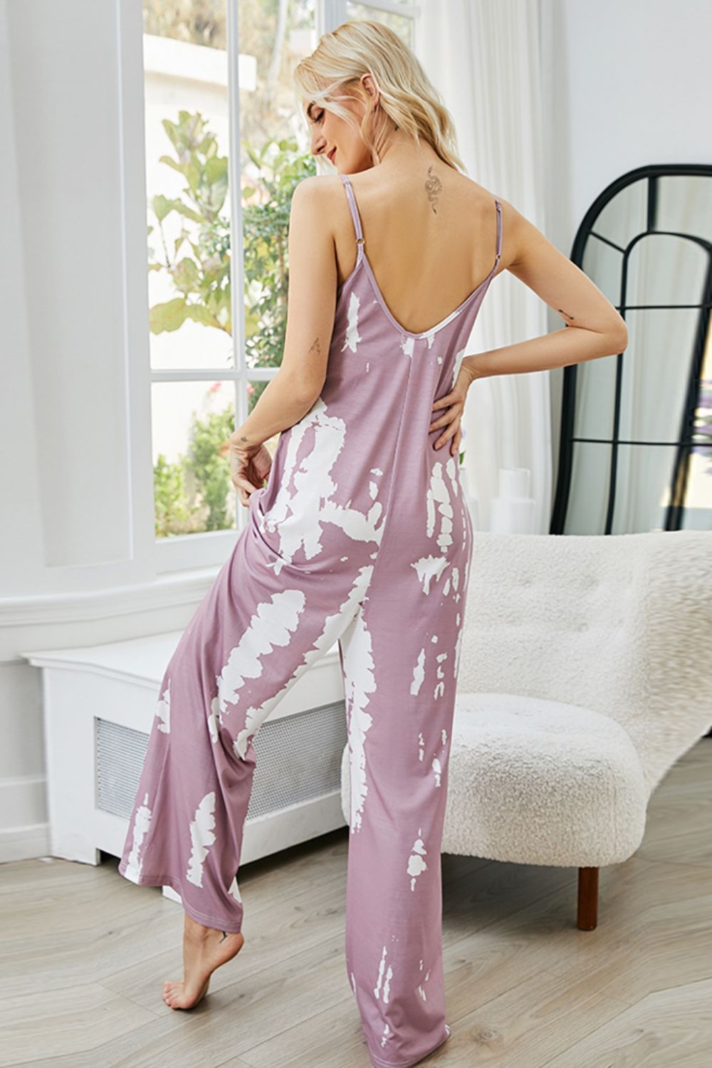 swvws Tie-Dye Spaghetti Strap Jumpsuit with Pockets