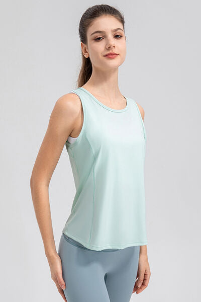 swvws Wide Strap Round Neck Active Tank