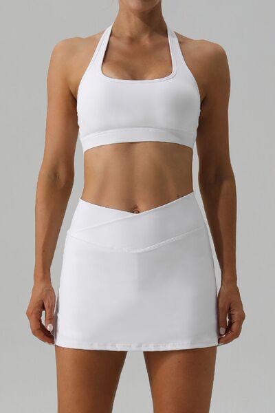 swvws Halter Neck Tank and Slit Skirt Active Set