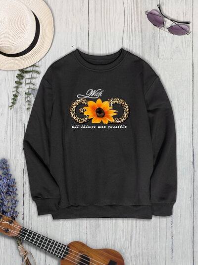 swvws Sunflower Round Neck Dropped Shoulder Sweatshirt