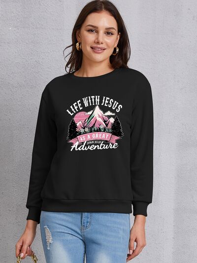 swvws LIFE WITH JESUS IS A GREAT ADVENTURE Round Neck Sweatshirt