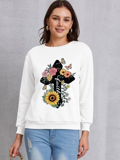 swvws Graphic Round Neck Dropped Shoulder Sweatshirt