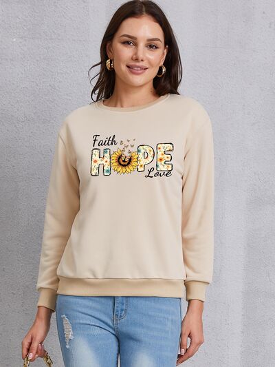 swvws FAITH HOPE LOVE Round Neck Sweatshirt