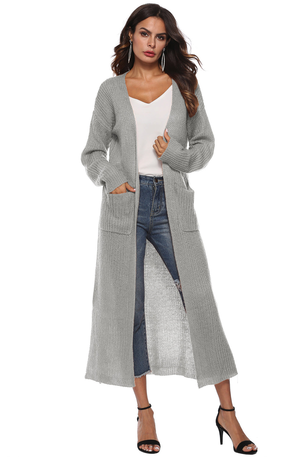 swvws Long Sleeve Open Front Buttoned Cardigan