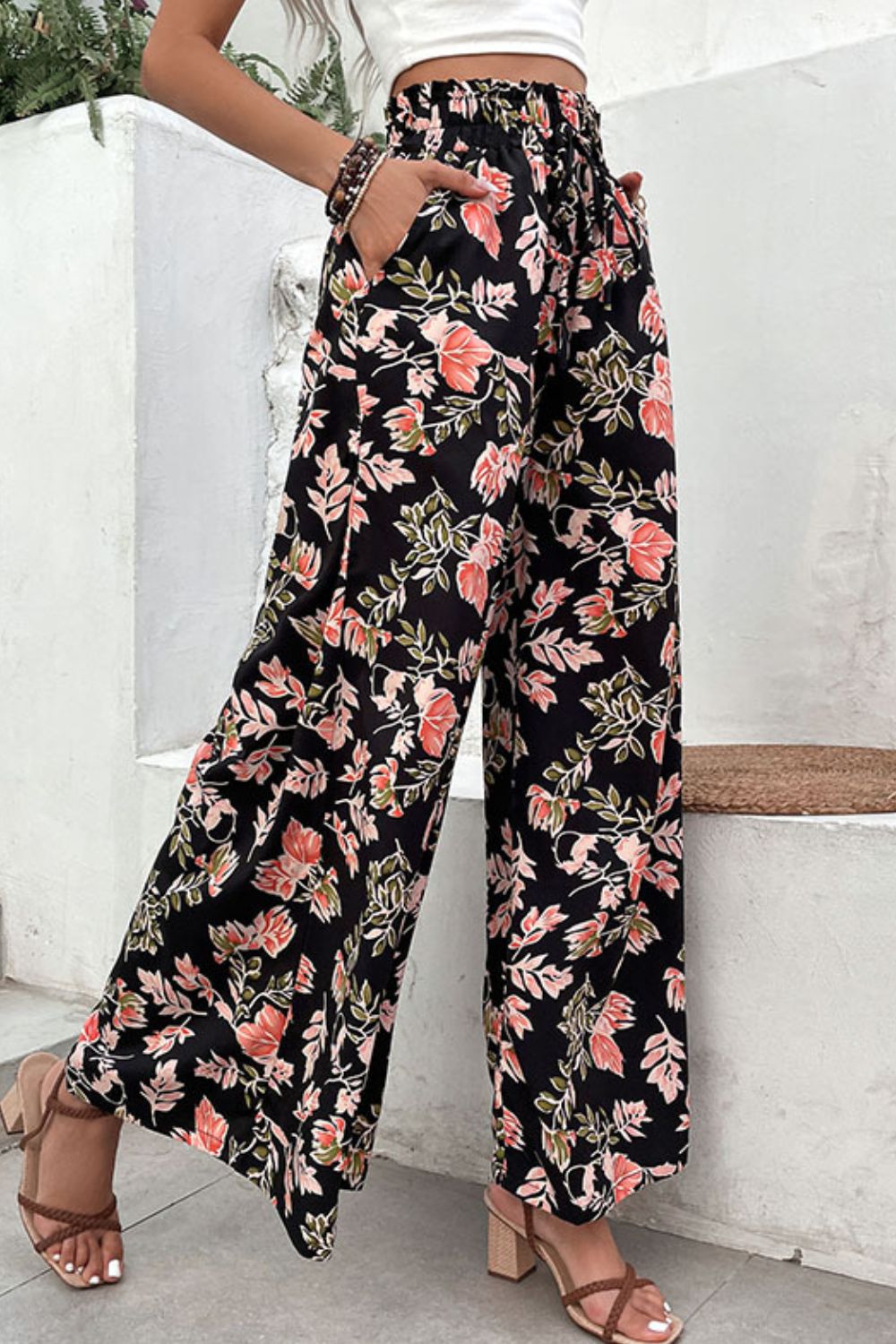 swvws Floral Pull-On Wide Leg Pants