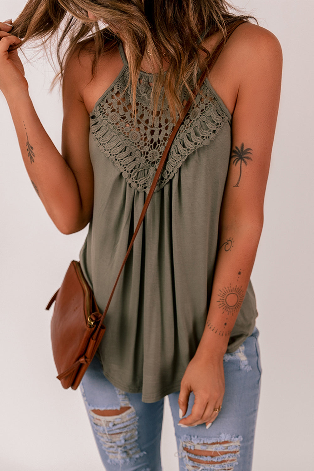 swvws Crochet Lace Detail Tank Top