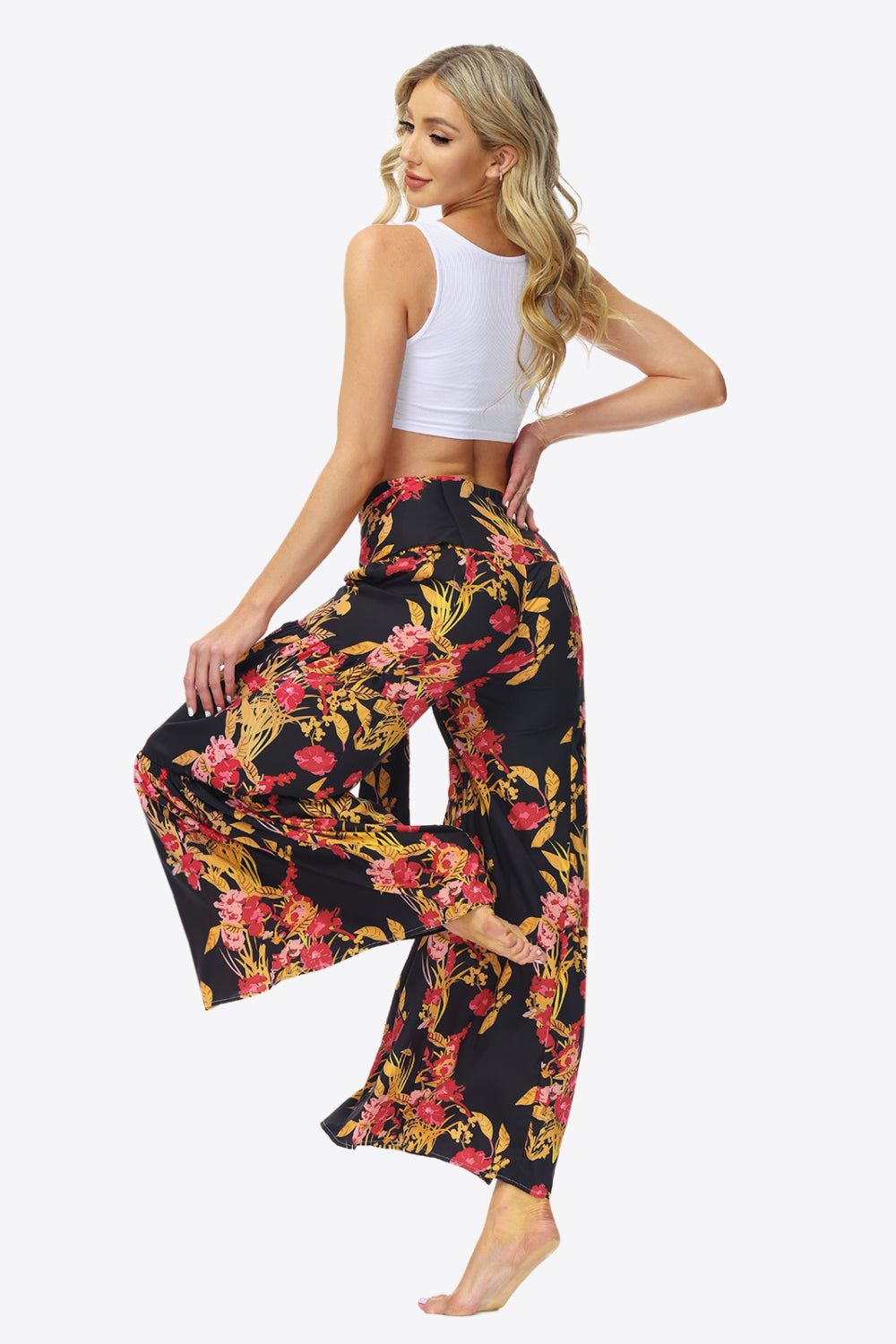 swvws Floral Tie-Waist Tiered Culottes