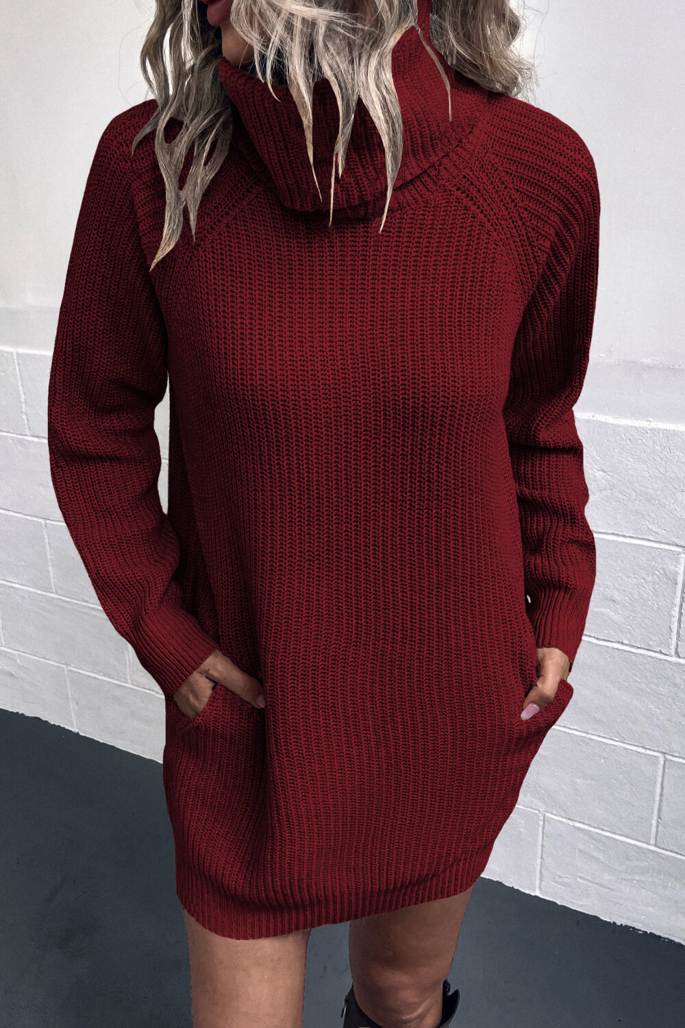 swvws Turtleneck Sweater Dress with Pockets