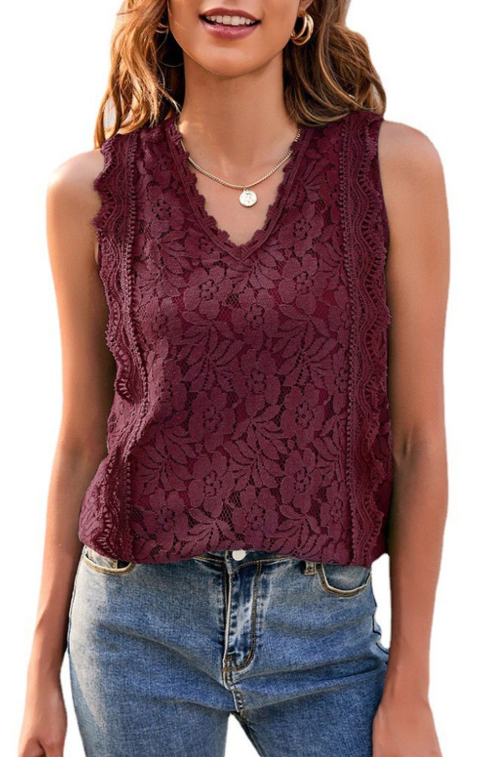 swvws Lace V-Neck Tank