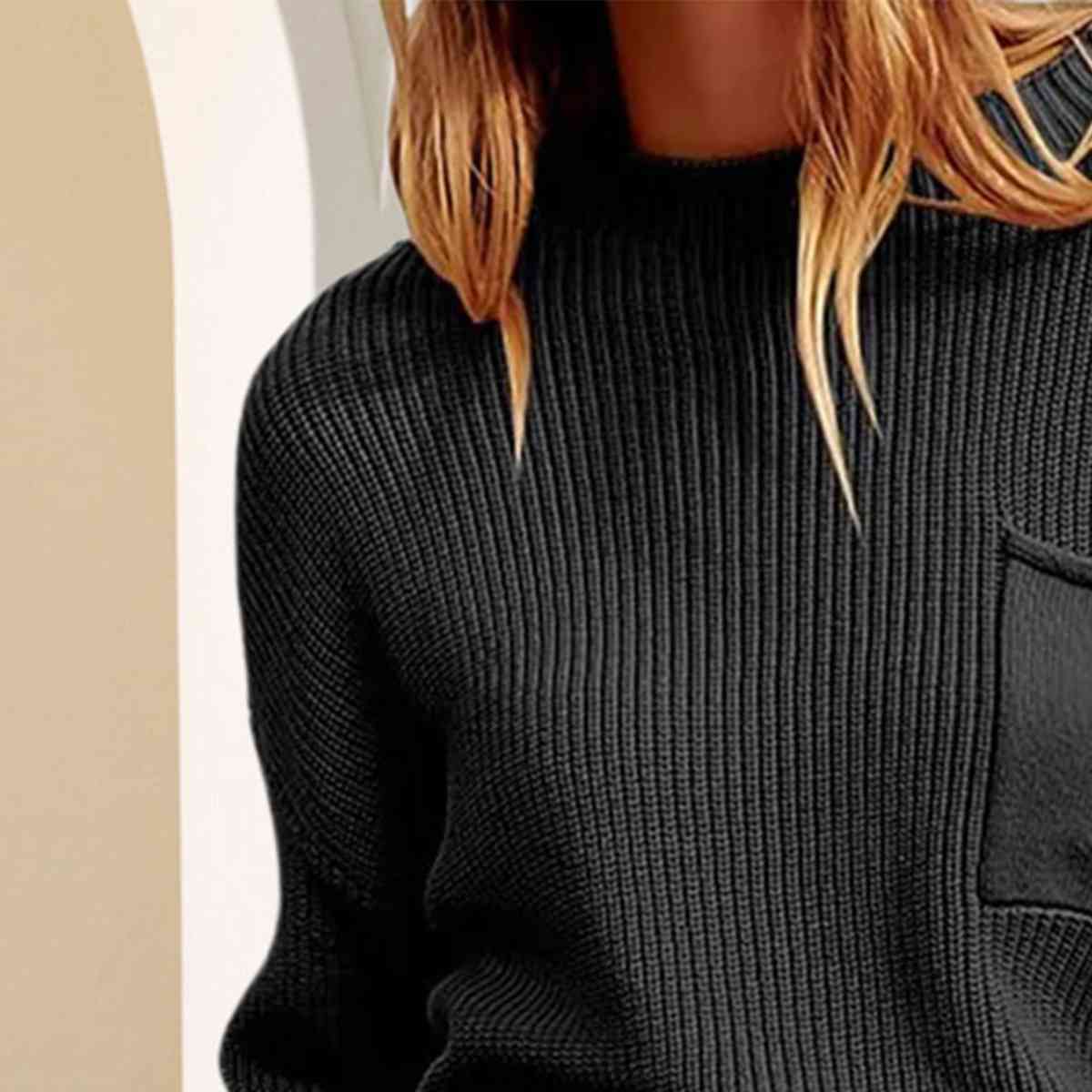 swvws Rib-Knit Dropped Shoulder Sweater