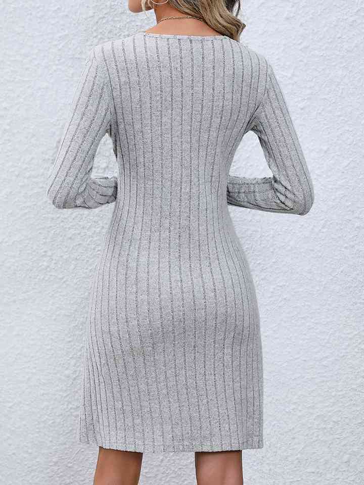 swvws V-Neck Long Sleeve Mini Dress