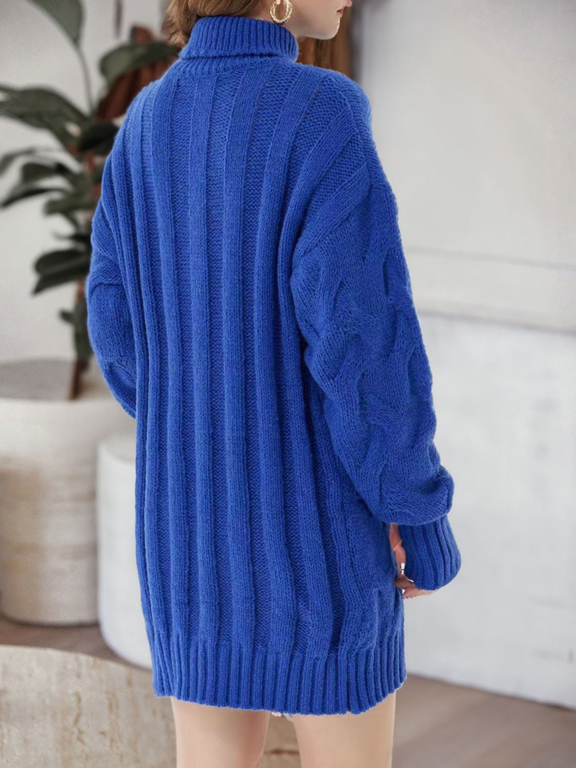 swvws Cable-Knit Turtleneck Sweater Dress