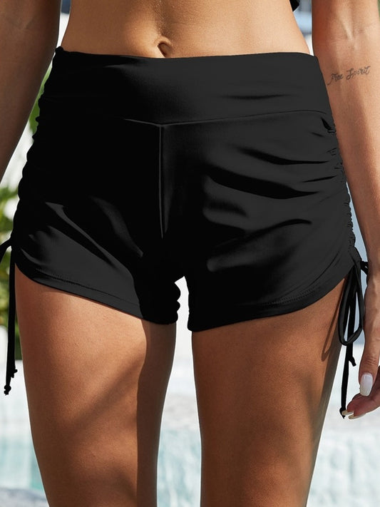 swvws Drawstring Mid-Rise Waist Swim Shorts