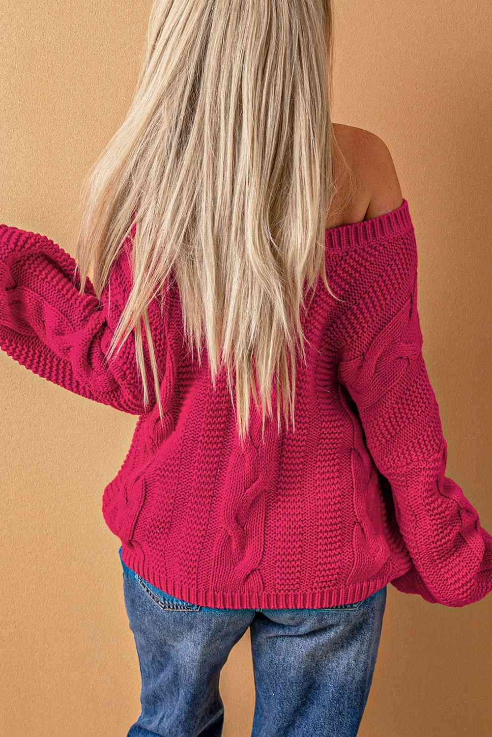 swvws Cable Knit V-Neck Sweater