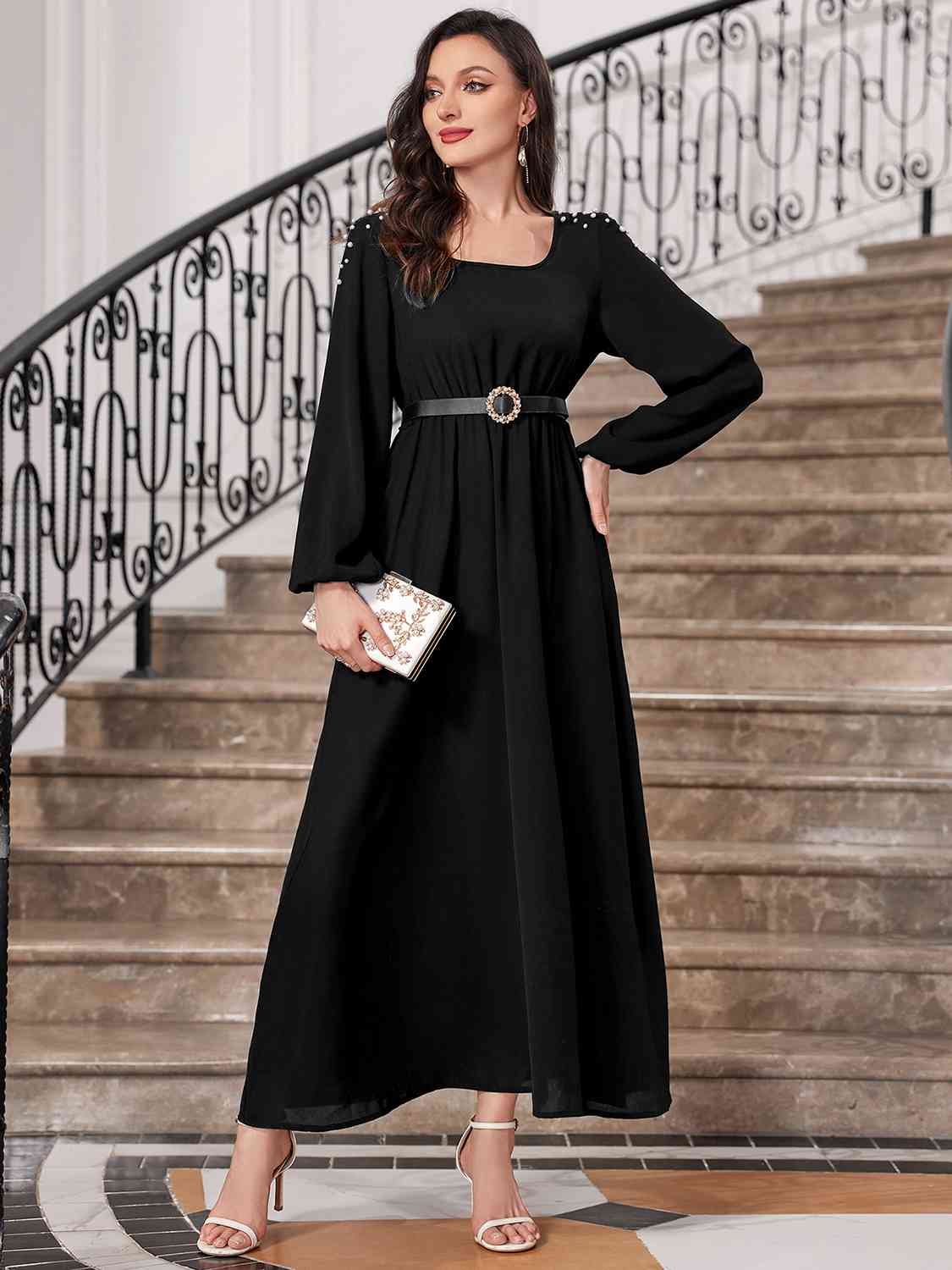 swvws Square Neck Balloon Sleeve Dress