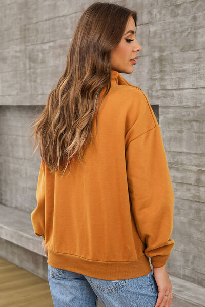 swvws Quarter Zip Dropped Shoulder Sweatshirt