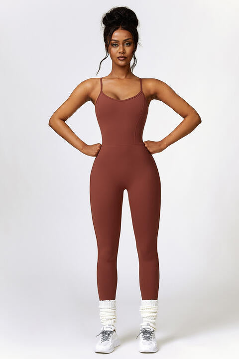 swvws Open Back Spaghetti Strap Sports Jumpsuit