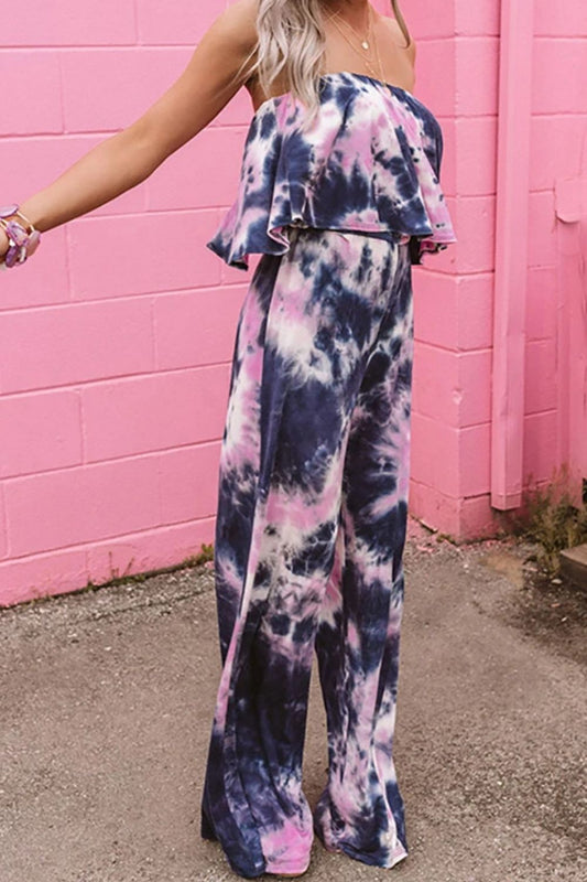 swvws Tie-Dye Layered Strapless Jumpsuit