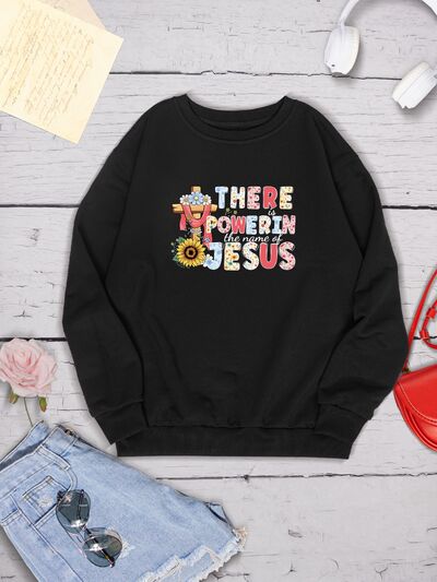 swvws THERE IS POWER IN THE NAME OF JESUS Round Neck Sweatshirt