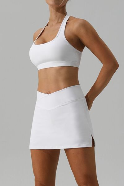 swvws Halter Neck Tank and Slit Skirt Active Set