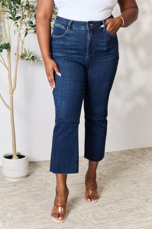 swvws BAYEAS Full Size Raw Hem Straight Jeans