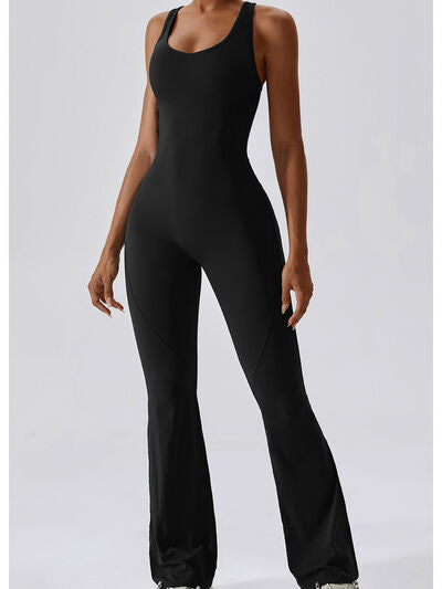 swvws Cutout Wide Strap Bootcut Active Jumpsuit