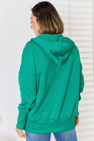 swvws Zenana Half Snap Long Sleeve Hoodie