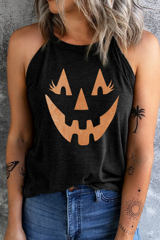 swvws Round Neck Jack-O'-Lantern Graphic Tank Top