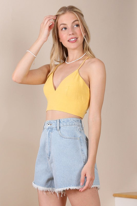 swvws SL yellow crop tank top