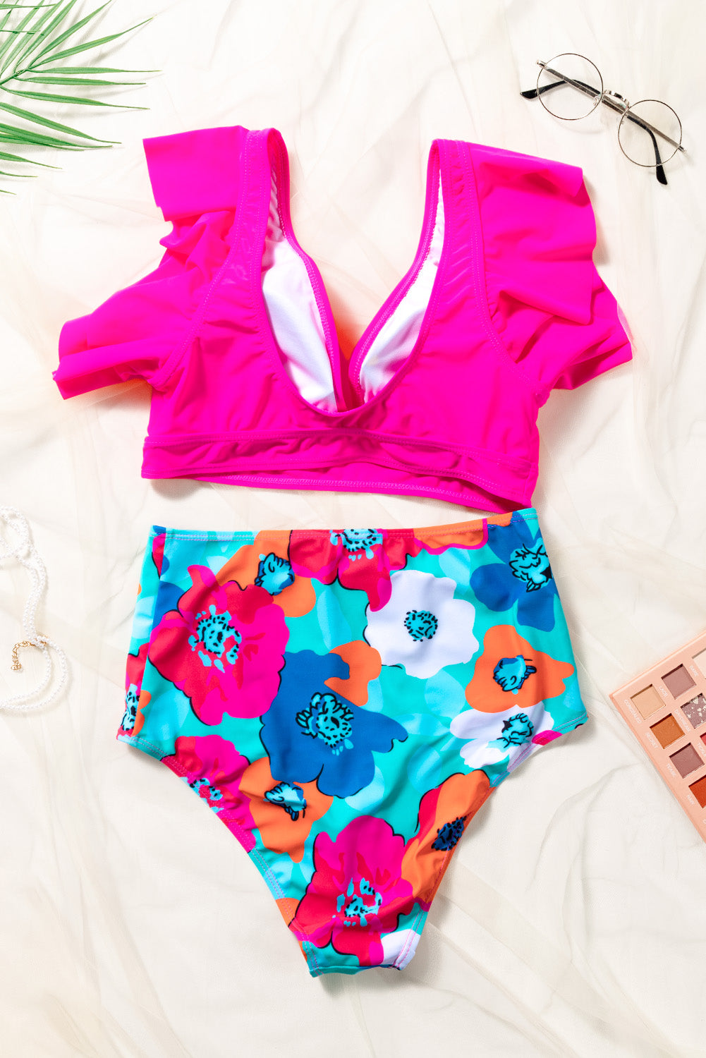 swvws Cropped Swim Top and Floral Bottoms Set