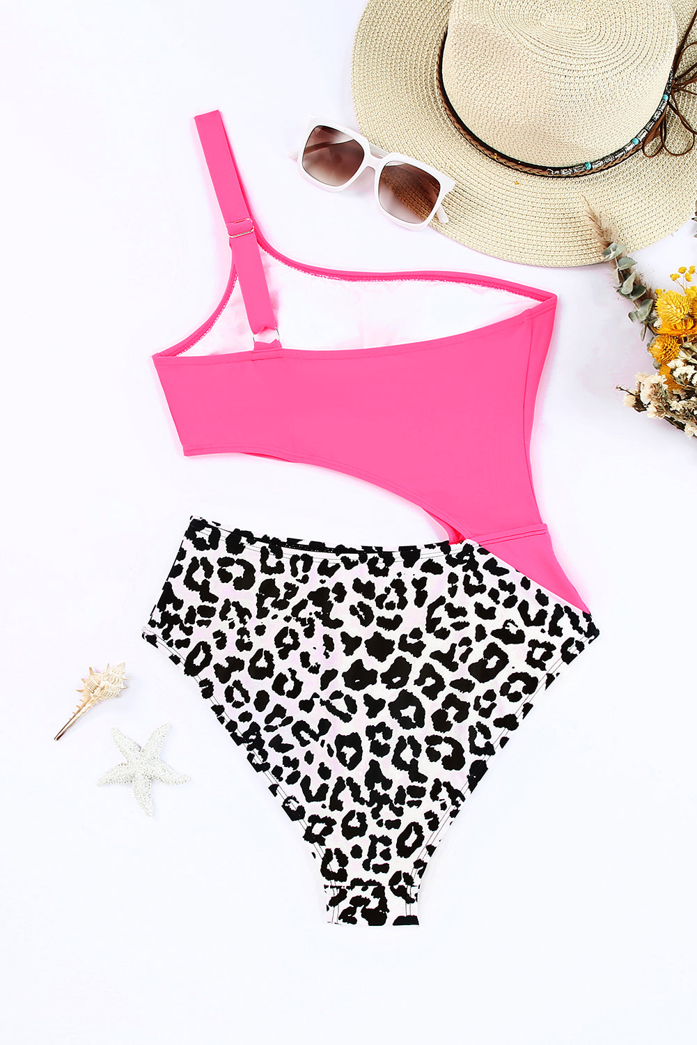 swvws Leopard Cutout One-Shoulder One-Piece Swimsuit