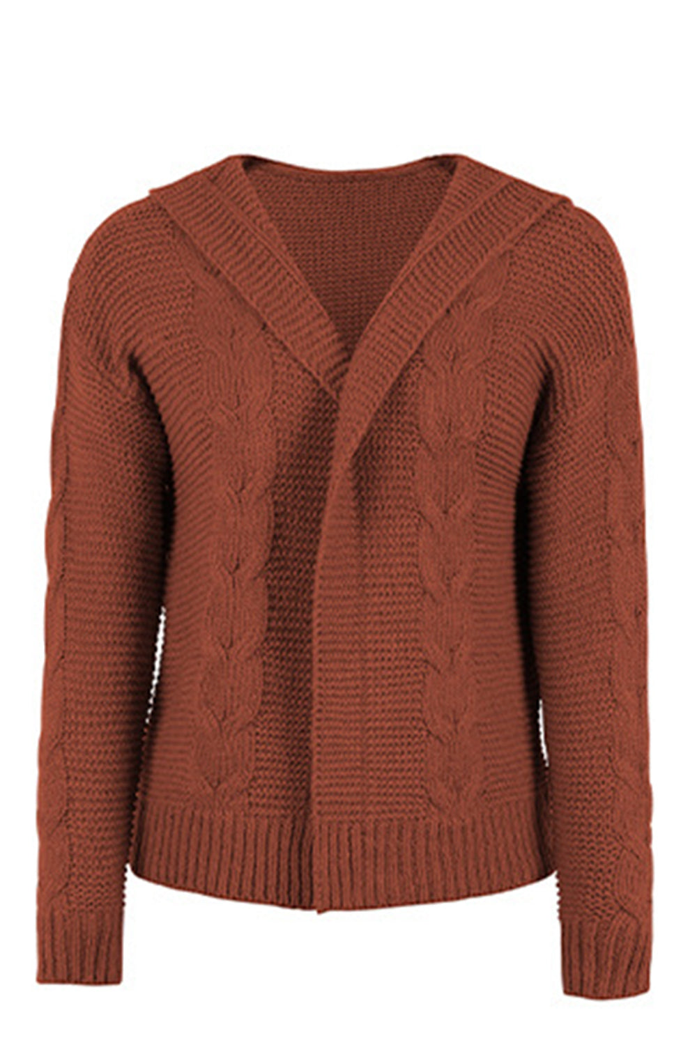 swvws Cable-Knit Dropped Shoulder Hooded Cardigan