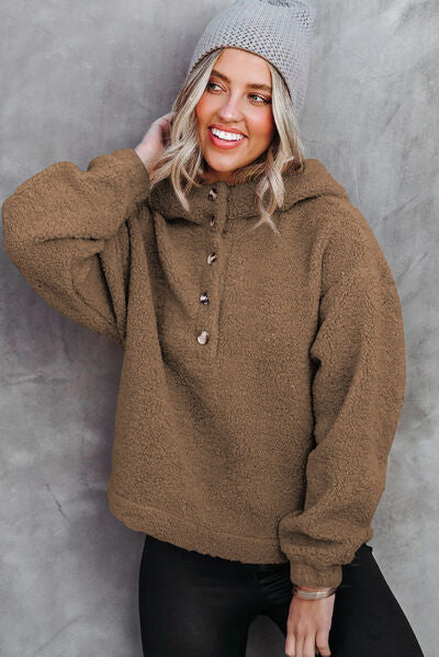 swvws Sherpa Dropped Shoulder Long Sleeve Hoodie