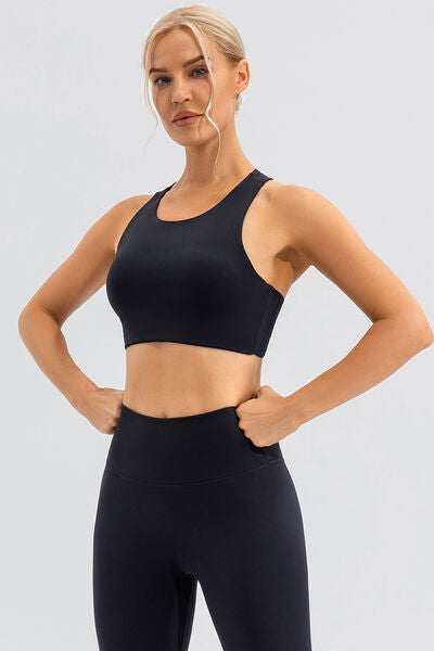 swvws Round Neck Cutout Cropped Active Tank