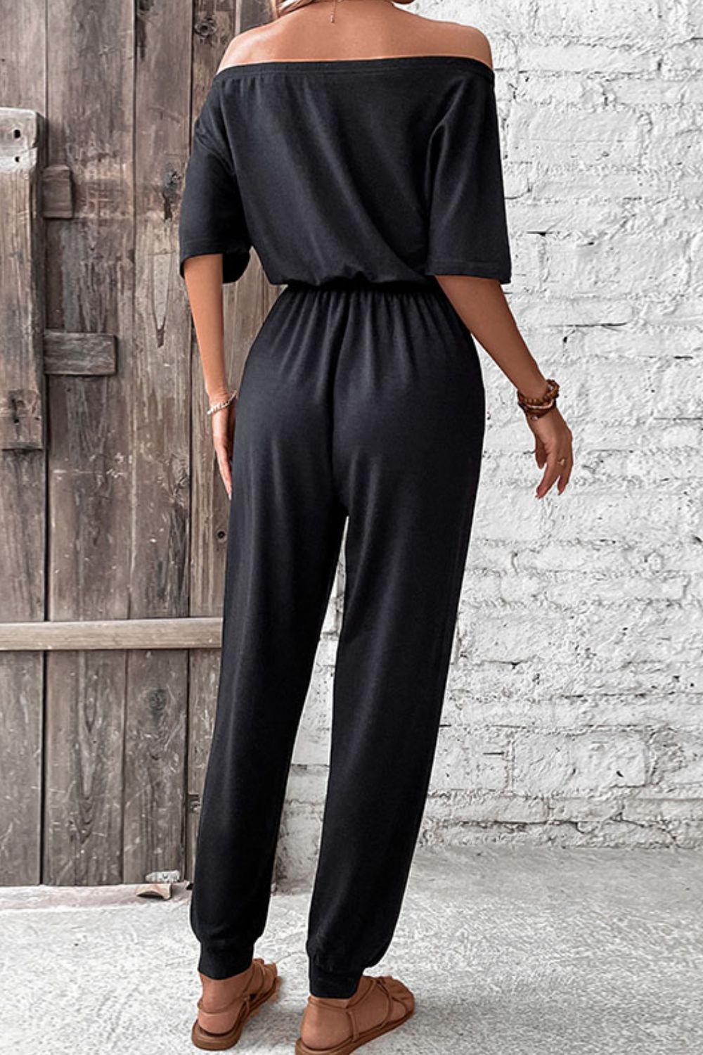 swvws Off-Shoulder Jumpsuit with Pockets