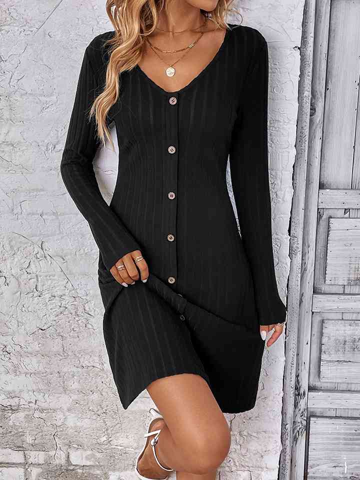 swvws V-Neck Long Sleeve Mini Dress