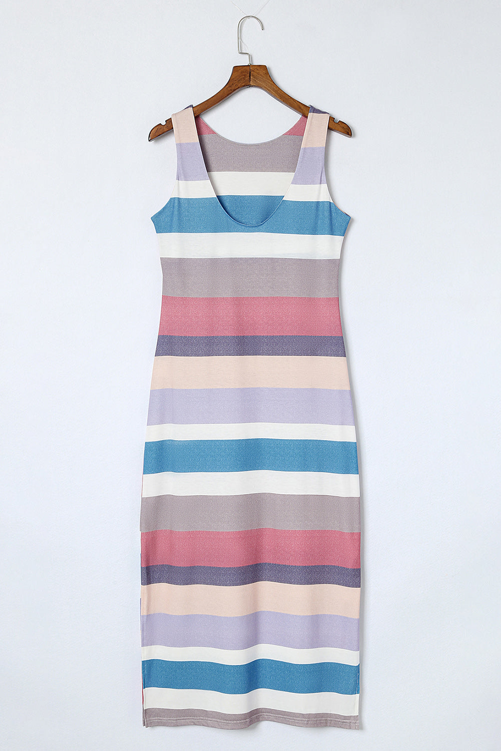 swvws Striped Slit Sleeveless Maxi Dress