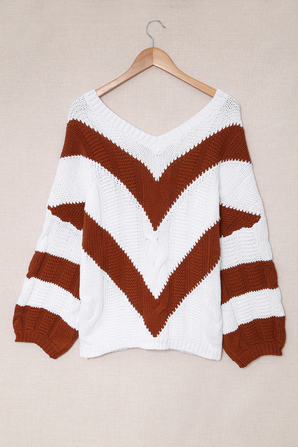 swvws Chevron Cable-Knit V-Neck Tunic Sweater