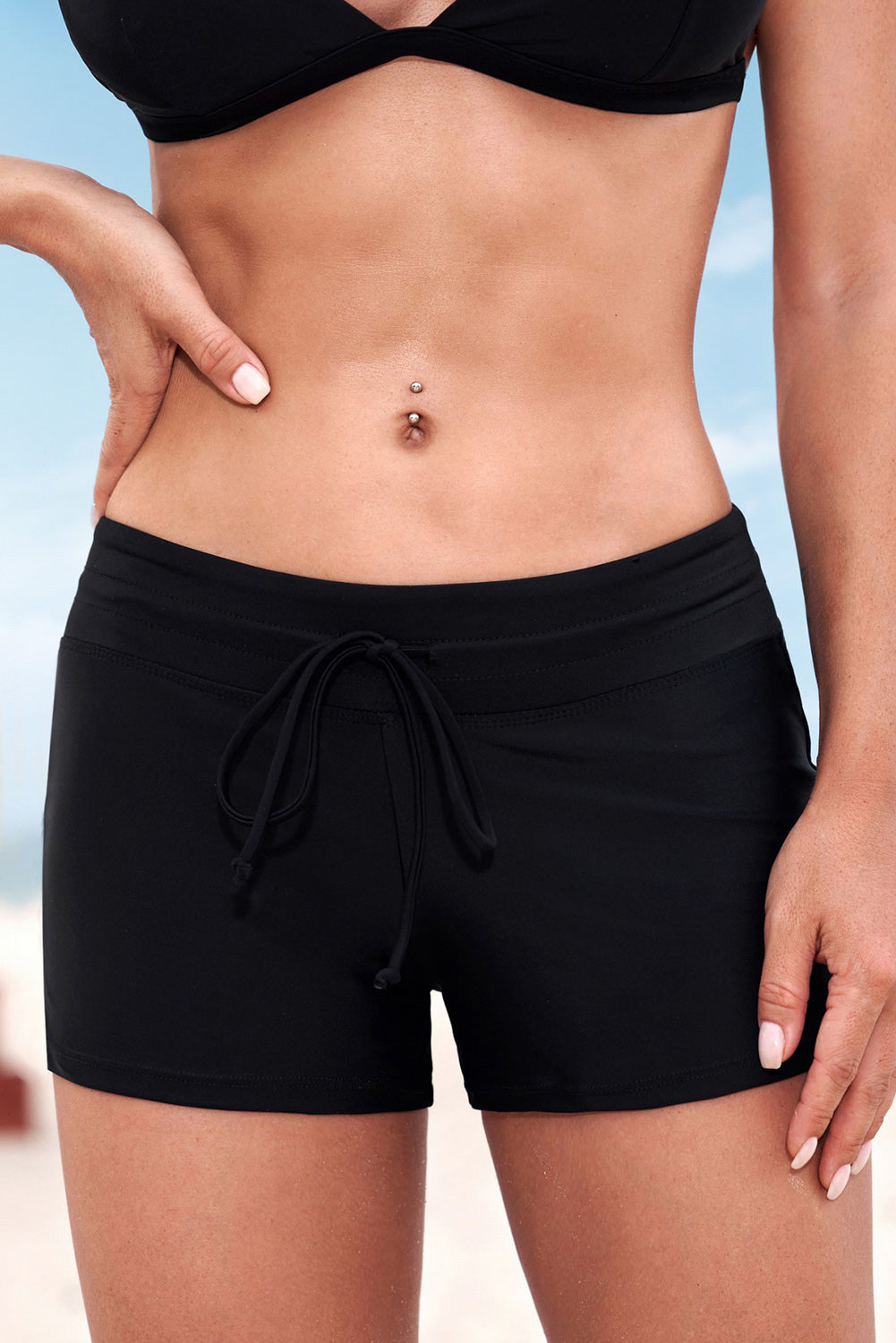 swvws Full Size Run Contrast Drawstring Swim Bottoms