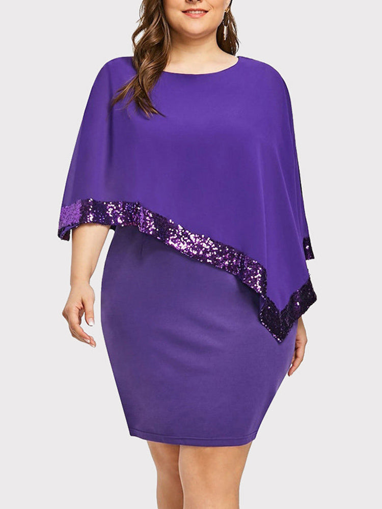 Sixsr Cold Shoulder Overlay Sequins Dress