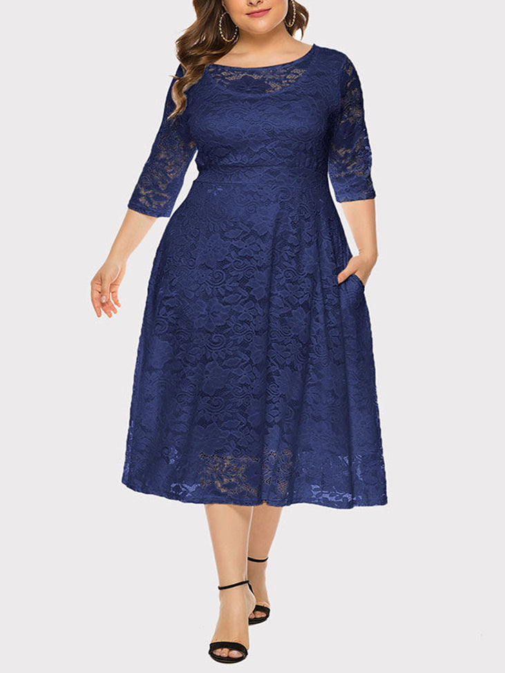 Sixsr Lace Evening A-Line Dress