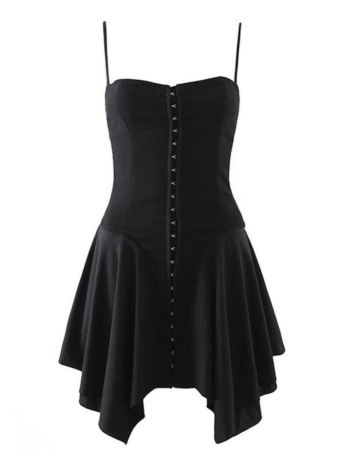 Sixsr Irregular Eye Hook Slip Mini Dress