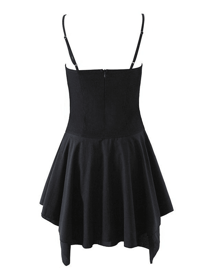 Sixsr Irregular Eye Hook Slip Mini Dress