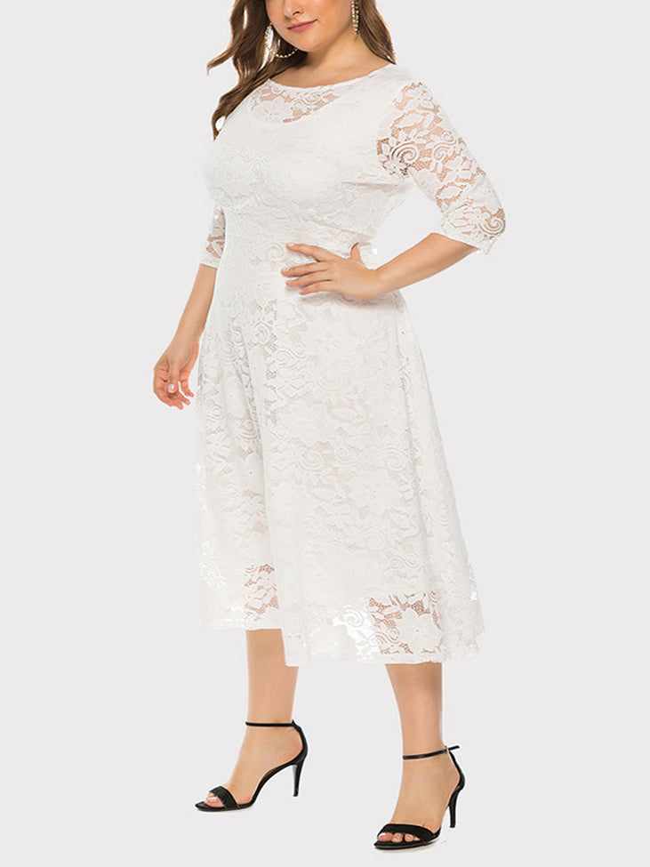 Sixsr Lace Evening A-Line Dress