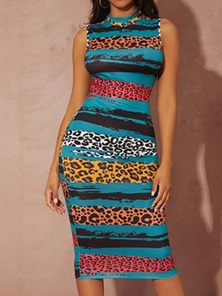 Sixsr Print Bodycon Midi Dress